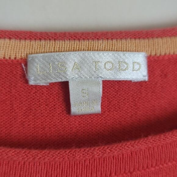 Oversized Cotton Casual Sweater Orange with Open Knit Stars Pattern Size Small - Picture 2 of 11